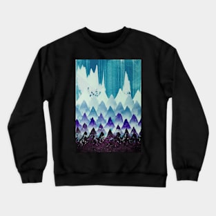 Oil painting abstract  pine forest and mountain BLUE style Crewneck Sweatshirt